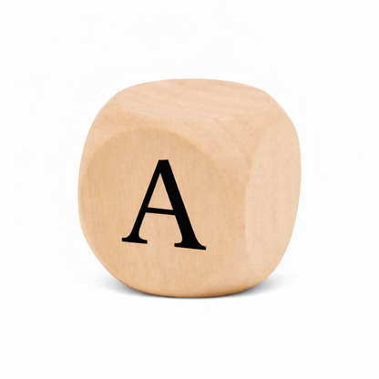 Custom Printed 12MM Wooden Dice – 4 Sides Personalized – Unfinished Natural Wood Craft Dice Blocks for DIY Projects, Games & Classroom Activities. Set of 24