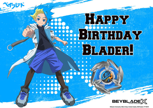 BEYBLADE X Cake Topper Decoration – Anime Battle Scene with Jax and his Spinning Top fits 1/4 Sheet cake or larger