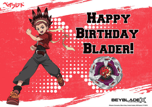 BEYBLADE X Cake Topper Decoration – Anime Battle Scene with Robin and Spinning Top fits 1/4 Sheet cake or larger