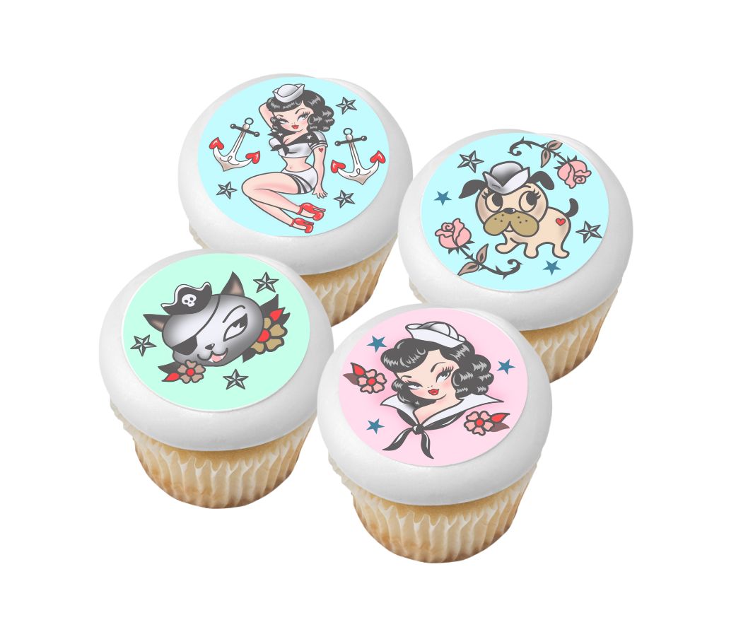 Suzy the Sailor Happy Birthdad Edible Icing Sheets- Assorted Image Cake Toppers-Frosting Sheets- Cookies- Cupcake Toppers