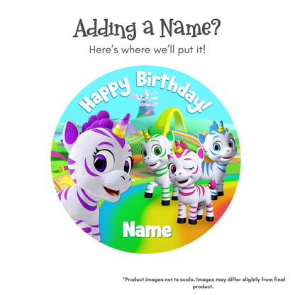 Zoonicorn Rainbow Road Birthday 8" Round Edible Cake Topper