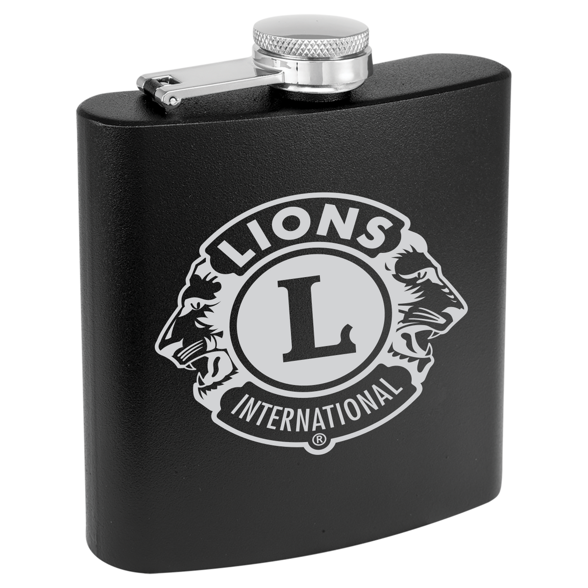 6 oz. Matte Black Powder Coated Laserable Stainless Steel Flask