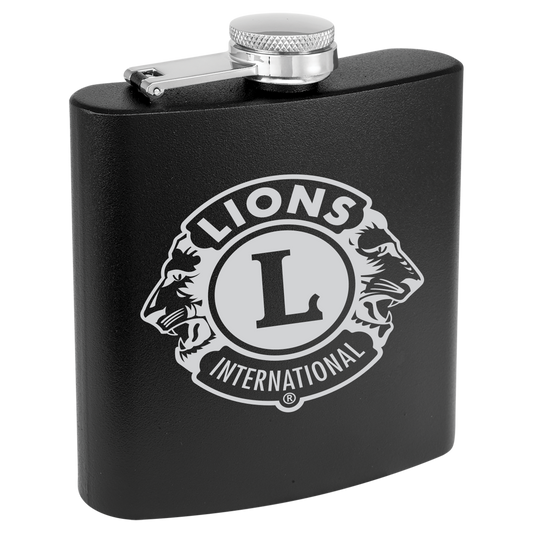 6 oz. Matte Black Powder Coated Laserable Stainless Steel Flask