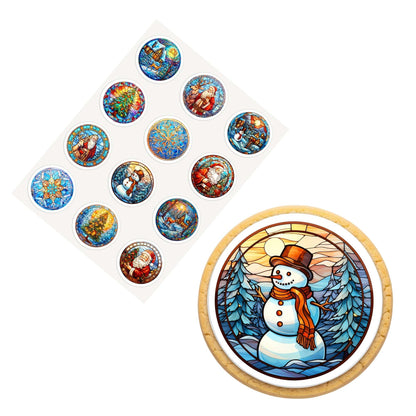 2 Inch Round Christmas Stained Glass Edible Cookie Toppers