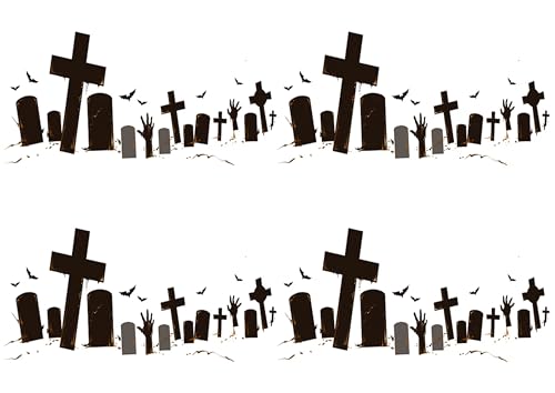 Graveyard Halloween Edible Image cake border 2 Strips per sheet 3.5x10.5 inchs