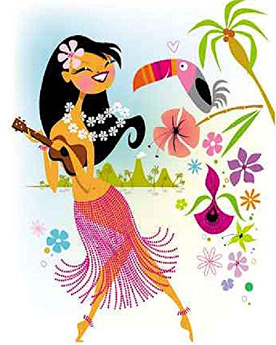 6" Round ~ Hawaiian Luau Girl Birthday ~ Edible Cake/Cupcake Topper!!!