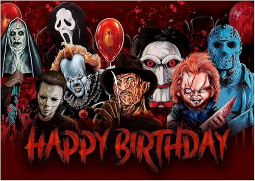 Horror Themed Birthday Edible Image Edible cake topper for 1/4 sheet cake or larger