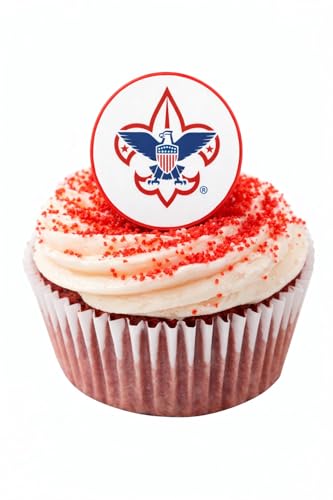 Scouting America Cupcake Rings – Set of 12 | Blue & Yellow Cub Scout Emblem Cupcake Toppers | Party Decorations for Pack Meetings & Scouting Events