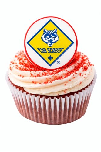 Cub Scouts Cupcake Rings – Set of 12 | Blue & Yellow Cub Scout Emblem Cupcake Toppers | Party Decorations for Pack Meetings & Scouting Events