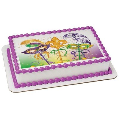 Mardi Gras Edible Icing Image for 1/4 sheet cake