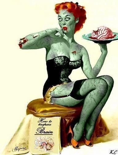Cute Female Zombie Edible Icing Image Cake Topper 1/4 Sheet Image
