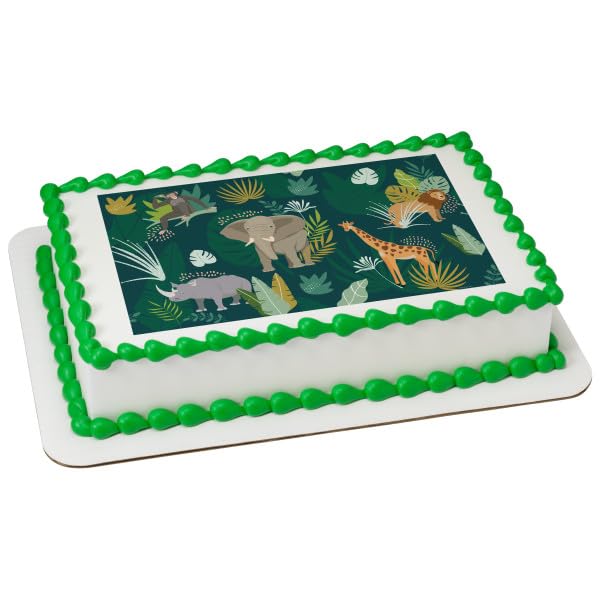 Safari Jungle Animals Baby Shower PhotoCake® Edible Cake Topper Icing Image,