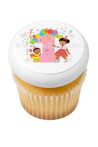 Gracie’s Corner 1st Birthday Cake, cupcake or cookie Topper - Vibrant Pink Number One Design