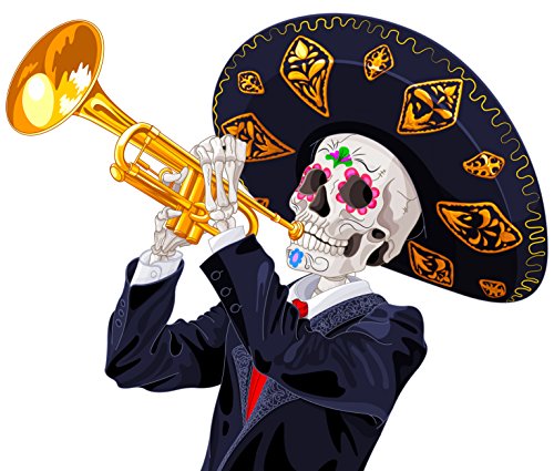 Day Of The Dead Trumpetier Edible Icing Image for 1/4 sheet cake