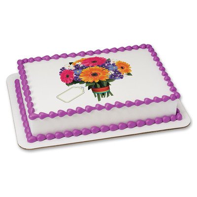 Flowers Edible Icing Image for 1/4 sheet cake