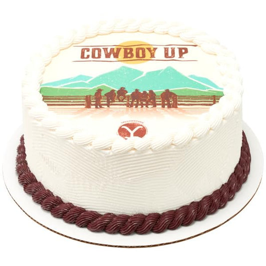Yellowstone Cowboy Up PhotoCake® Edible Cake Topper Icing Image for 6 inch Round cake or larger