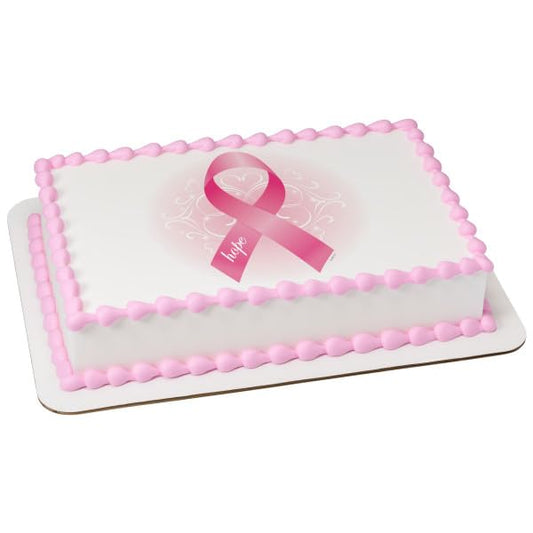 Breast Cancer Awareness Ribbon of Hope PhotoCake® Edible Cake Topper Icing Image for 1/4 Sheet cake or larger