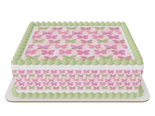Rose and Lime Butterflies Edible Icing Sheets- Assorted Image Cake Toppers-Frosting Sheets- Cookies- Cupcake Toppers