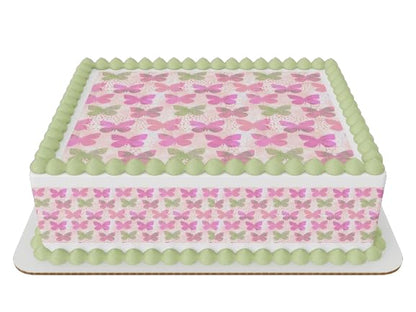 Rose and Lime Butterflies Edible Icing Sheets- Assorted Image Cake Toppers-Frosting Sheets- Cookies- Cupcake Toppers