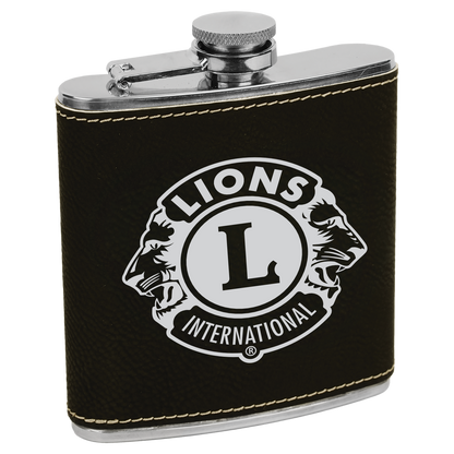 6 oz. Matte Black Powder Coated Laserable Stainless Steel Flask