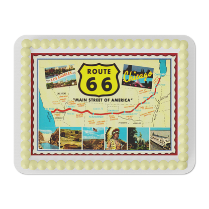 US Route 66 Map 1/4 Sheet Edible Cake Topper