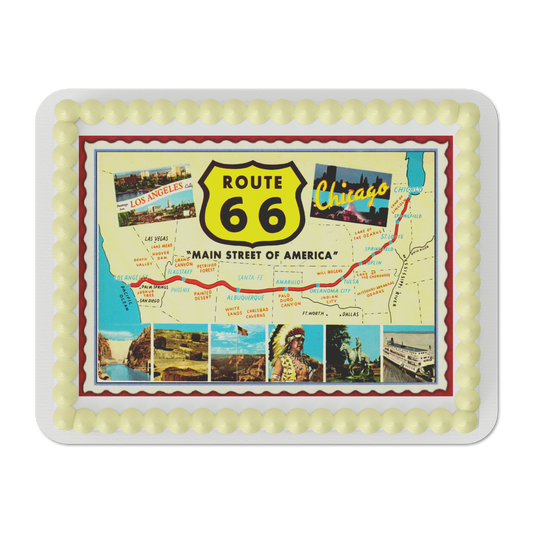 US Route 66 Map 1/4 Sheet Edible Cake Topper